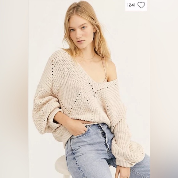 Free People All Day Long V Sweater Size S - Picture 1 of 6